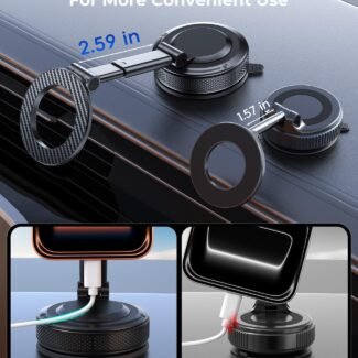 Extendable arm magnetic car phone mount extra space for charging cable